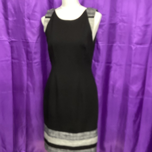 White House Black Market Black and Gray Midi Dress & Jacket - Picture 4 of 6